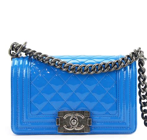 royal blue patent leather boy chanel bag|chanel bag history.